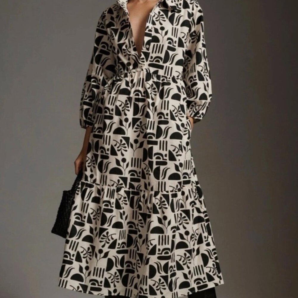 Anthropologie Maeve the Bettina Tiered shirt dress